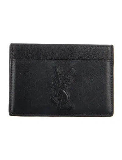 Pre-owned Saint Laurent 2017 Leather Card Holder In Black