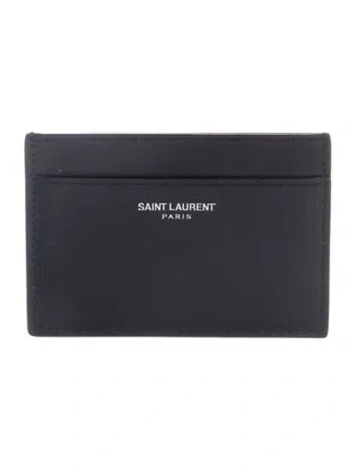 Pre-owned Saint Laurent 2017 Leather Card Holder In Black