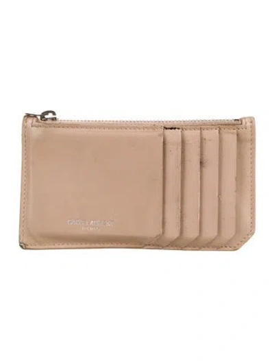 Pre-owned Saint Laurent 2017 Leather Card Holder In Neutral