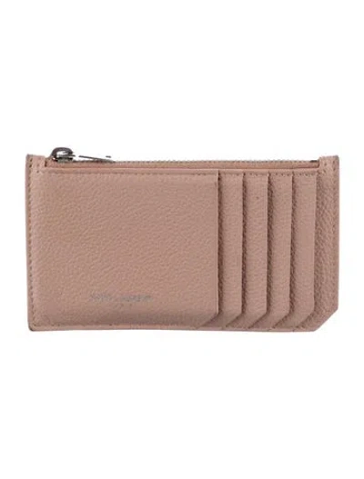 Pre-owned Saint Laurent 2017 Leather Card Holder In Pink