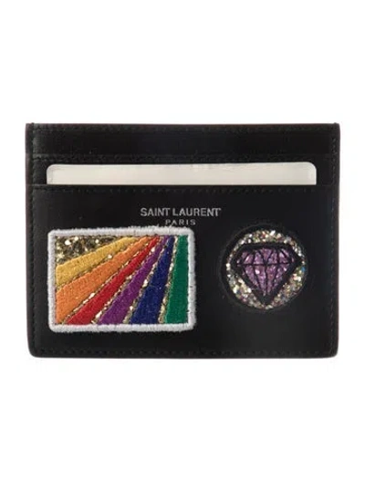 Pre-owned Saint Laurent 2017 Leather Card Holder W/ Tags In Black