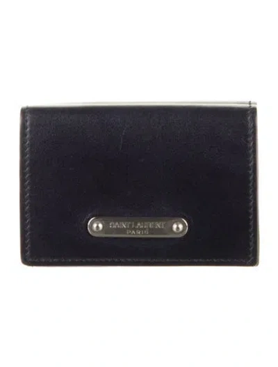 Pre-owned Saint Laurent 2017 Leather Compact Wallet In Blue