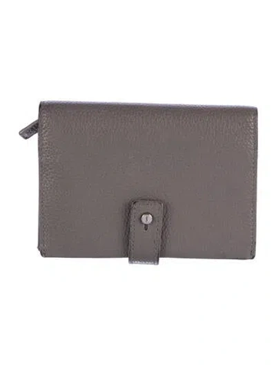 Pre-owned Saint Laurent 2017 Leather Compact Wallet In Gray