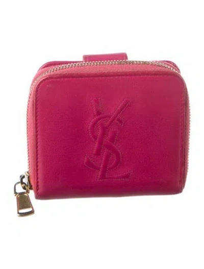 Pre-owned Saint Laurent 2017 Leather Compact Wallet In Pink