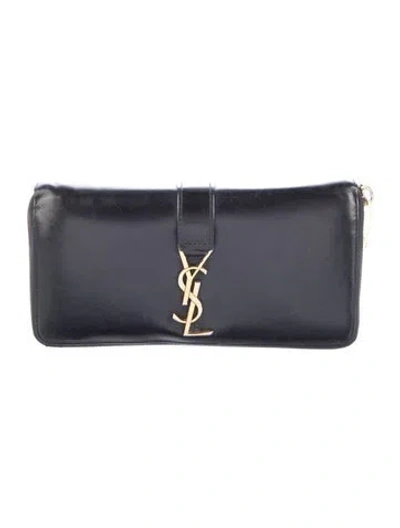 Pre-owned Saint Laurent 2017 Leather Continental Wallet In Black