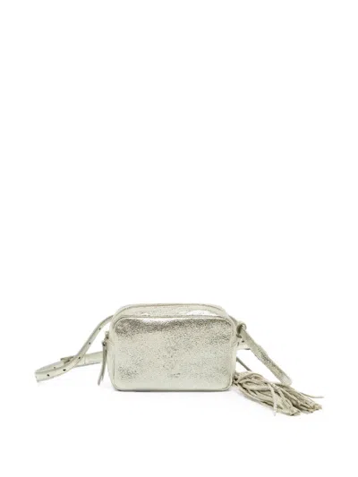 Pre-owned Saint Laurent 2017 Lou Crackled-effect Belt Bag In Silver
