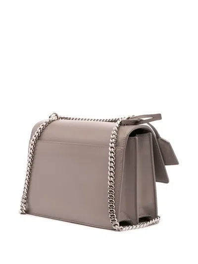 Pre-owned Saint Laurent 2017 Medium Leather Monogram Sunset Crossbody Bag In Gray