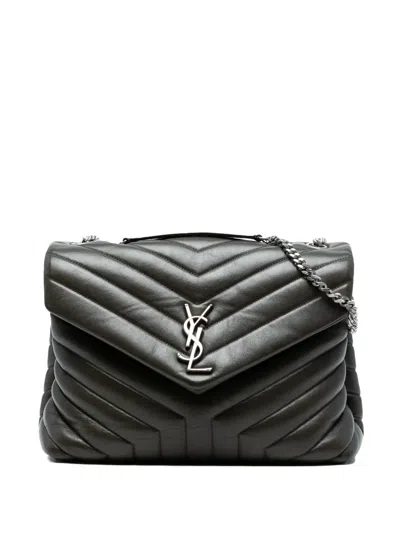 Pre-owned Saint Laurent 2017 Medium Matelasse Leather Monogram Loulou Chain Bag Shoulder Bag In Green