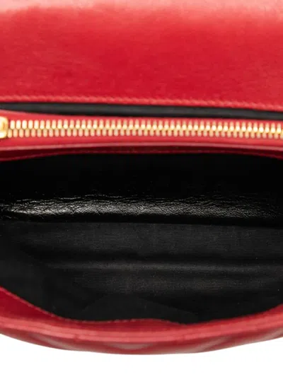 Pre-owned Saint Laurent 2017 Medium Quilted Chevron Sheepskin College Satchel In Red