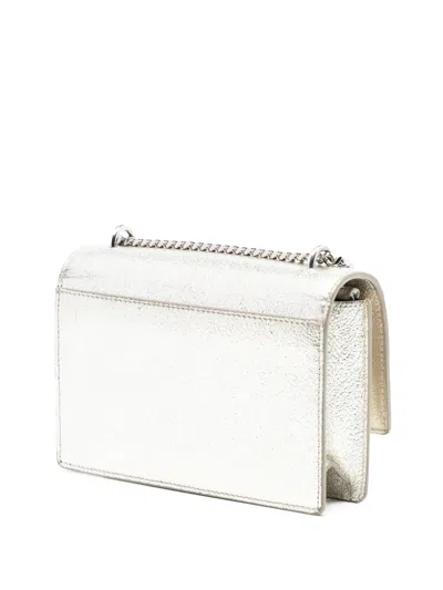 Pre-owned Saint Laurent 2017 Metallic Calfskin Monogram Sunset Wallet On Chain Crossbody Bag In Gold