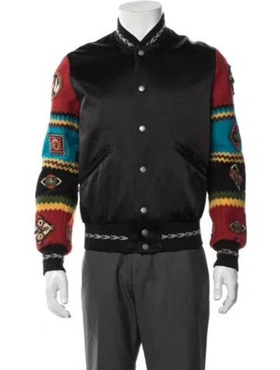 Pre-owned Saint Laurent 2017 Patterned Bomber Jacket In Black