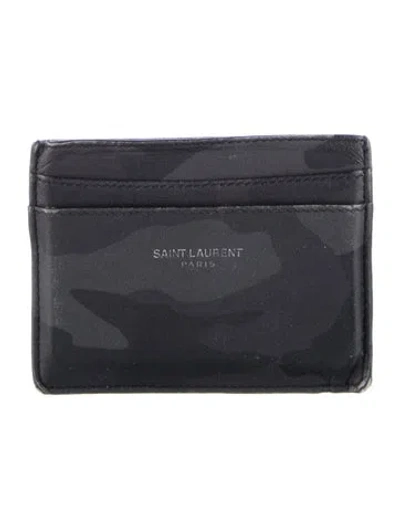 Pre-owned Saint Laurent 2017 Printed Card Holder In Black