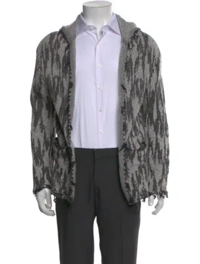 Pre-owned Saint Laurent 2017 Printed Cardigan In Gray