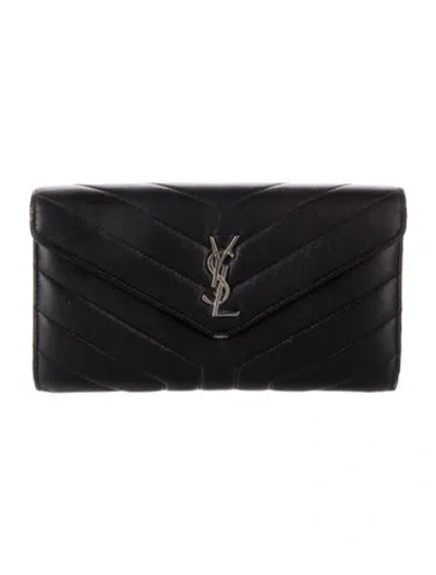 Pre-owned Saint Laurent 2017 Quilted Pattern Wallet In Black