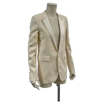 Pre-owned Saint Laurent 2017  Contrast Peak-lapel Tuxedo Blazer In Brown