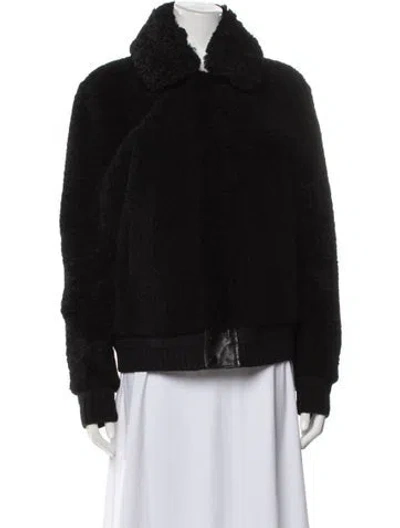 Pre-owned Saint Laurent 2017 Shearling Fur Jacket In Black