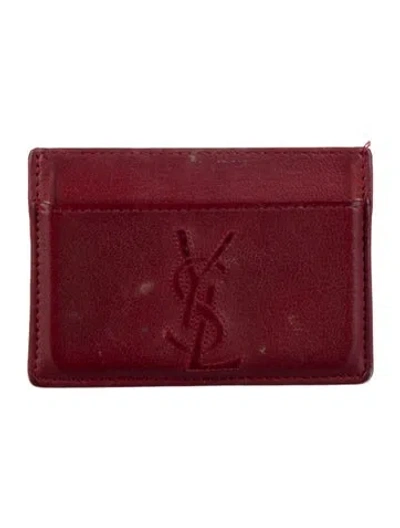 Pre-owned Saint Laurent 2017 Signature Logo Card Holder In Red