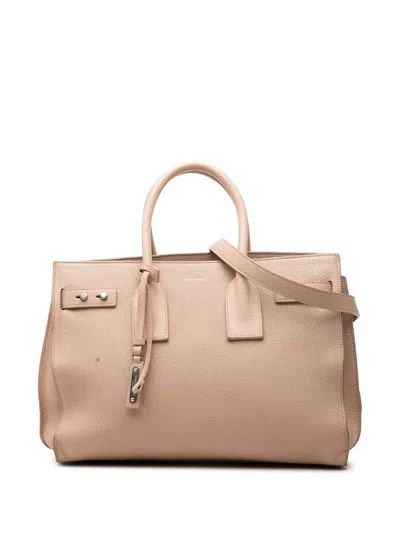 Pre-owned Saint Laurent 2017 Small Grained Calfskin Supple Sac De Jour Satchel In Brown