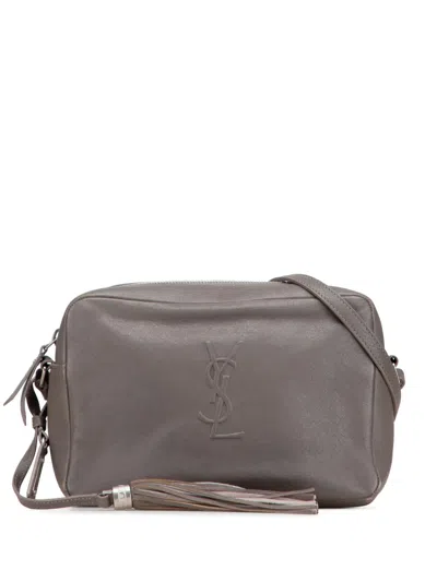 Pre-owned Saint Laurent 2017 Small Lambskin Monogram Lou Camera Bag Crossbody Bag In Gray