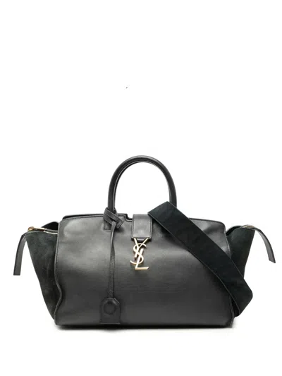 Pre-owned Saint Laurent 2017 Small Leather Downtown Cabas Satchel In Black