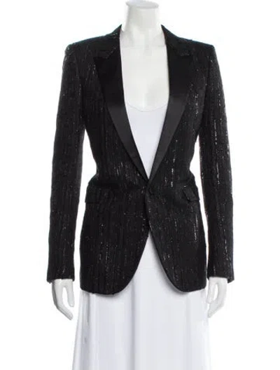 Pre-owned Saint Laurent 2017 Striped Blazer In Black