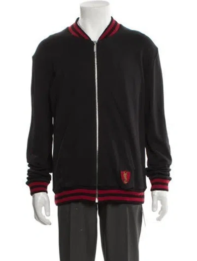 Pre-owned Saint Laurent 2017 Striped Bomber Jacket In Black