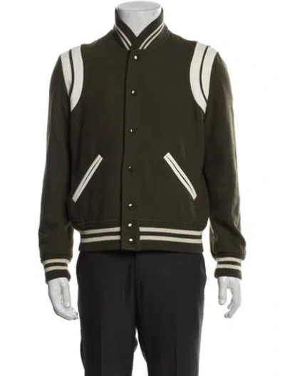 Pre-owned Saint Laurent 2017 Teddy Varsity Jacket In Green