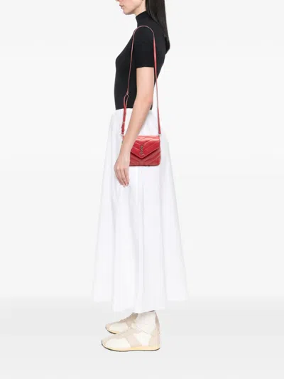 Pre-owned Saint Laurent 2017 Toy Matelasse Leather Monogram Loulou Crossbody Bag In Red