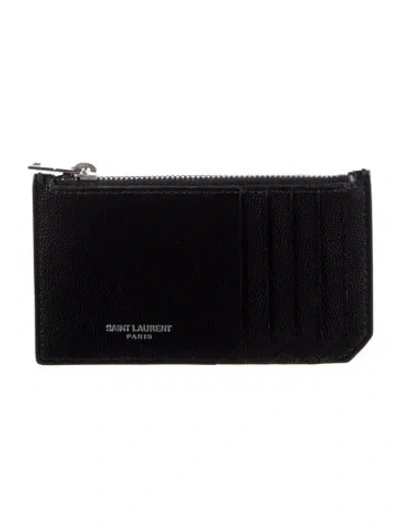 Pre-owned Saint Laurent 2018 5 Fragments Card Holder In Black