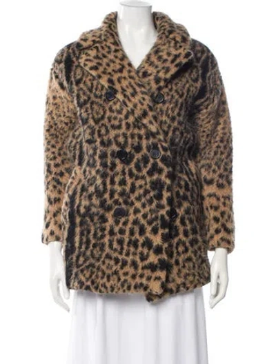 Pre-owned Saint Laurent 2018 Animal Print Faux Fur Jacket In Brown