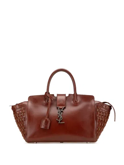 Pre-owned Saint Laurent 2018 Baby Braided Leather Downtown Cabas Satchel