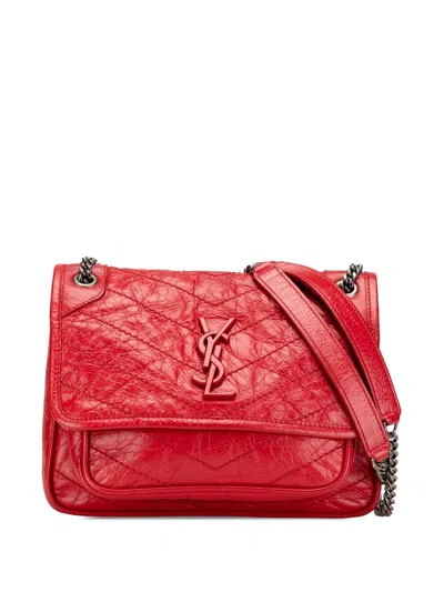 Pre-owned Saint Laurent 2018 Baby Crinkled Calfskin Monogram Niki Bag Shoulder Bag