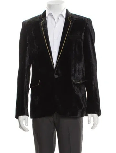 Pre-owned Saint Laurent 2018 Braided Accents Blazer In Black
