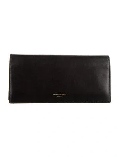 Pre-owned Saint Laurent 2018 Calfskin Continental Wallet In Black