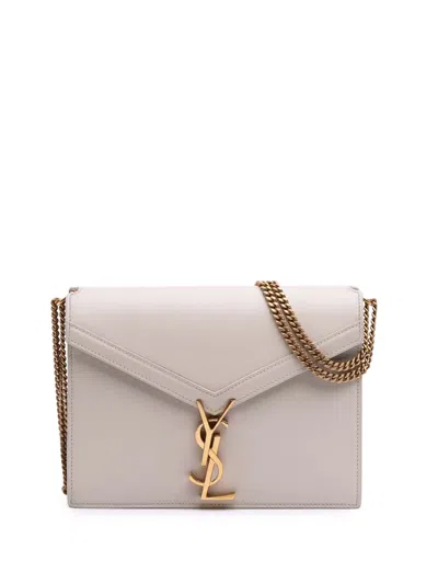 Pre-owned Saint Laurent 2018 Calfskin Monogram Cassandra Clasp Bag Shoulder Bag In White