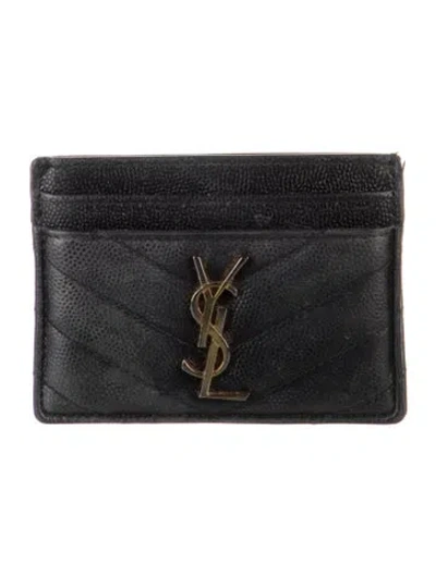 Pre-owned Saint Laurent 2018 Cassandre Card Holder In Black