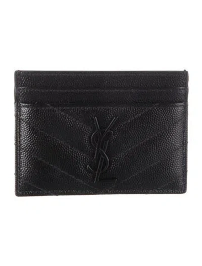 Pre-owned Saint Laurent 2018 Cassandre Matelassé Card Holder In Black