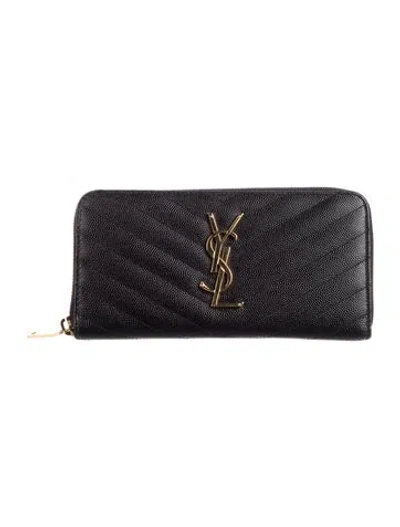Pre-owned Saint Laurent 2018 Cassandre Wallet In Black