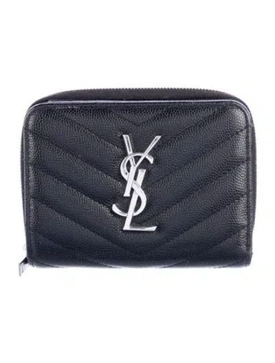 Pre-owned Saint Laurent 2018 Chevron Continental Wallet In Black