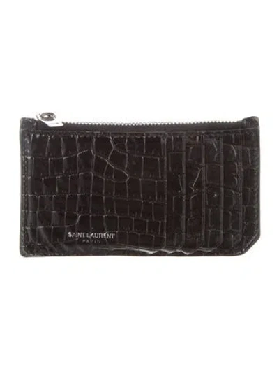 Pre-owned Saint Laurent 2018 Embossed Leather Wallet In Black