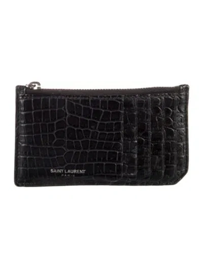 Pre-owned Saint Laurent 2018 Embossed Leather Wallet In Black