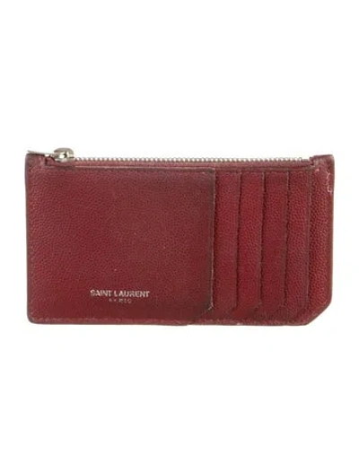 Pre-owned Saint Laurent 2018 Fragment Card Holder In Burgundy