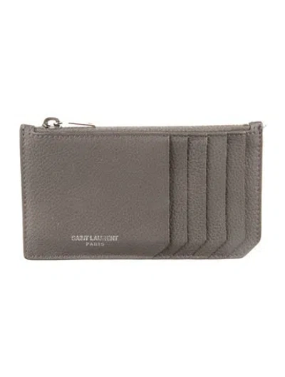 Pre-owned Saint Laurent 2018 Fragments Card Holder In Grey