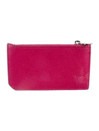Pre-owned Saint Laurent 2018 Fragments Zip Card Case Card Holder In Pink