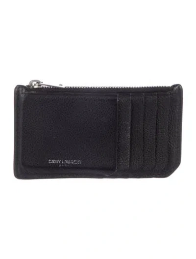 Pre-owned Saint Laurent 2018 Fragments Zipped Card Case Wallet In Black