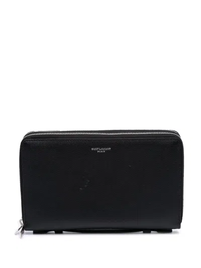 Pre-owned Saint Laurent 2018 Grain De Poudre Double Zip Around Travel Organizer Wallet Long Wallets