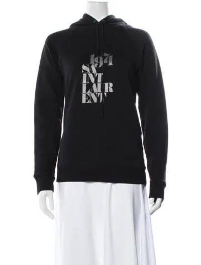 Pre-owned Saint Laurent 2018 Graphic Print Hoodie In Black