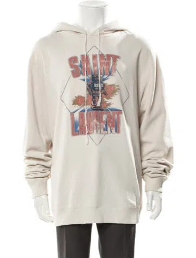 Pre-owned Saint Laurent 2018 Graphic Print Hoodie In Neutral