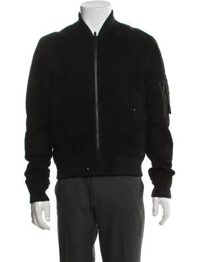 Pre-owned Saint Laurent 2018 Lamb Leather Bomber Jacket In Black