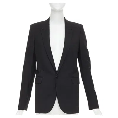 Pre-owned Saint Laurent 2018 Le Smoking Single Breasted Peak Lapel Wool Cady Jacket Fr36 S In Black